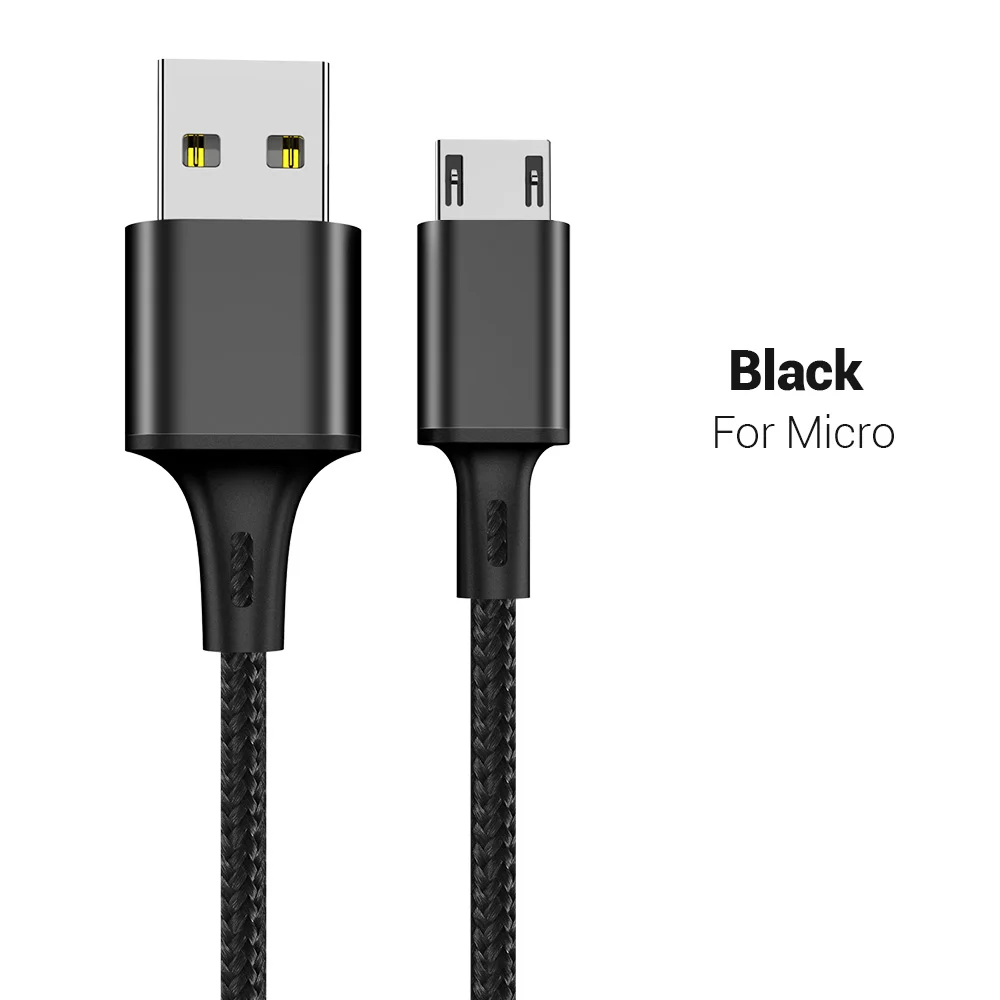 KISSCASE Micro usb type C кабель для Xiaomi huawei кабель для мобильного телефона Быстрая зарядка type C USB кабель для samsung Note 10 9 зарядка - Цвет: Black For Mirco