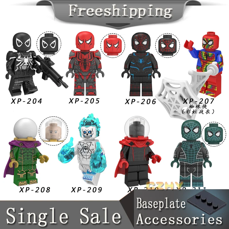

Spider Man Far From Home Figure Super Hero Mysterio Noir Gwenom cacodemon Building Blocks Bricks Toys For Children KT1028