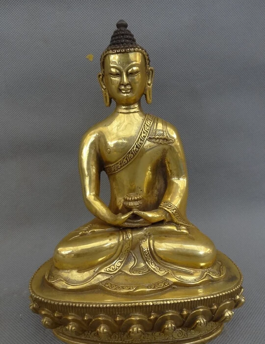 

8" Tibet Bronze Gilt Buddhist Temple Sakyamuni Shakyamuni Buddha Bowl Statue