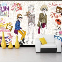 Пользовательские современный творчески элементы Костюмы магазине стены тканью Гостиная стены Спальня ТВ фон настенная Бумага