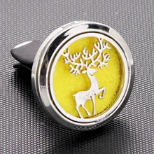 Освежитель воздуха для автомобиля из нержавеющей стали с оленем, Ароматический диффузор для эфирного масла, медальон, отправка в случайном порядке, 1 шт., масляные подушечки в подарок