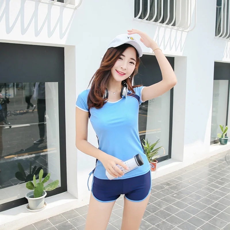 

Bathing Suits for Women Two Pieces Swim Suit Modest Wire Free Swimsuit Solid Patchwork Bikini 2019 Girls Pants Swimming Wear