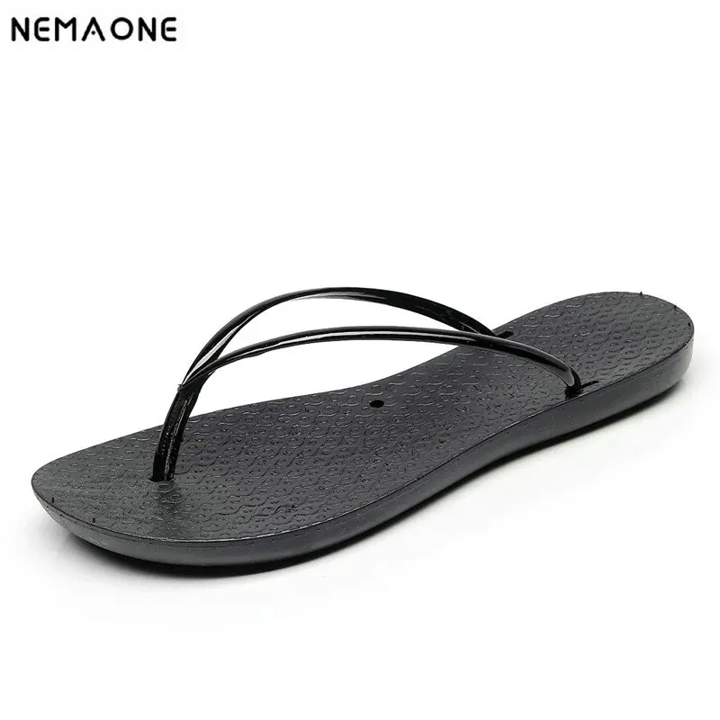 

NEMAONE 2019 European summer new fashion flat flip flops women wear cool slippers jelly shoes