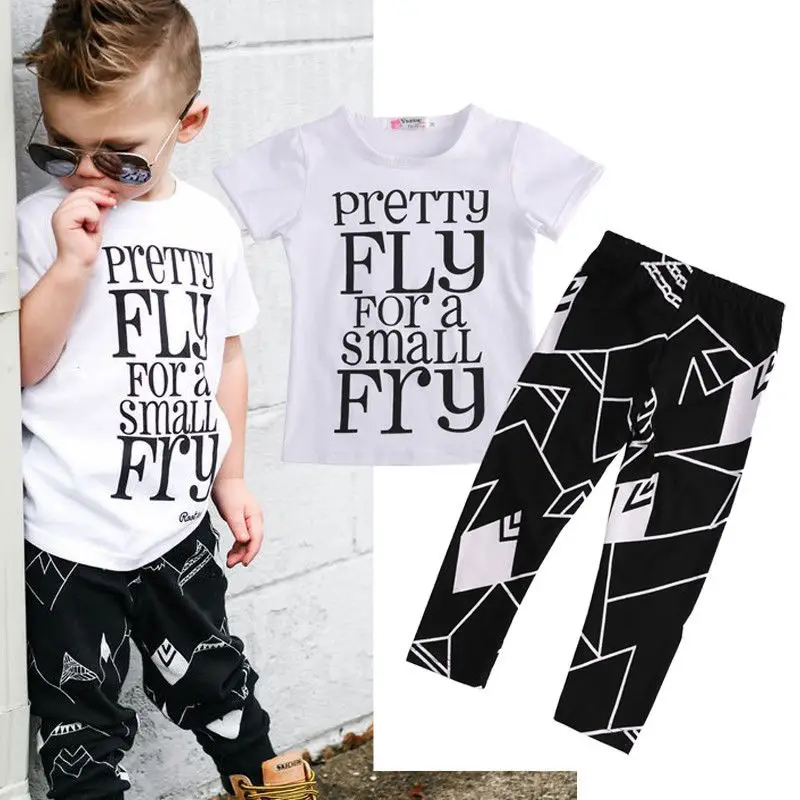

T-Shirt Tops + Trousers Pants Casual Clothing Fashion Outfits Set Summer 2016 Toddler Kids Baby Boys Clothes Sets Short Sleeve