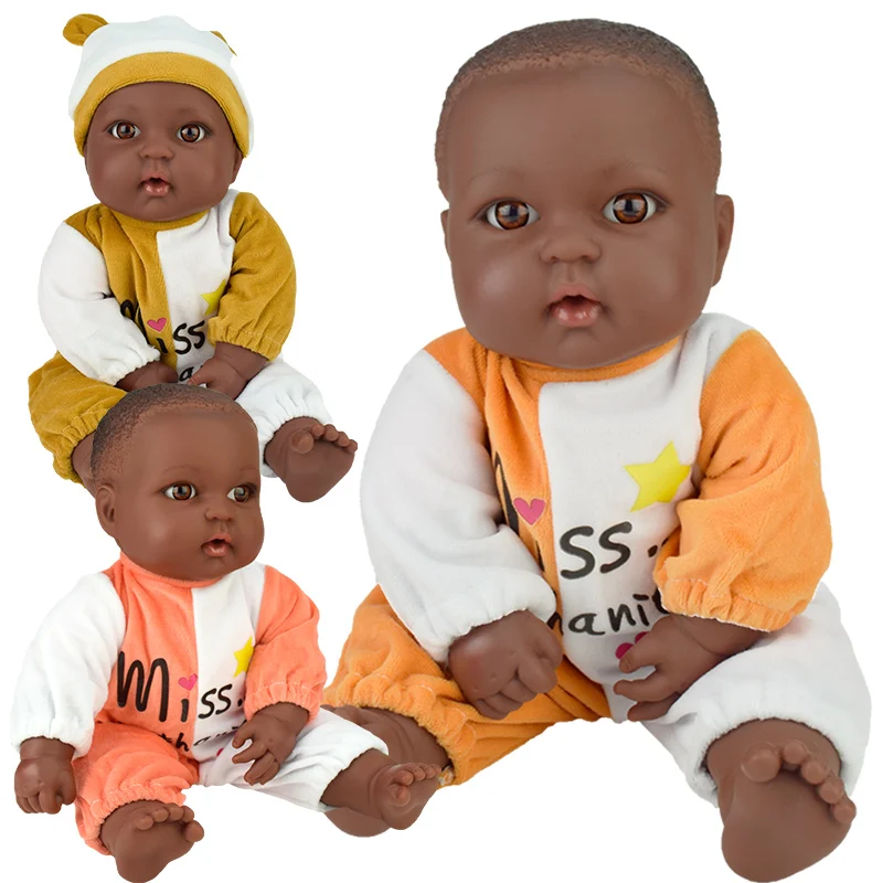 

black African baby doll lol reborn cotton vinyl 40cm 16inch newborn poupee boneca baby soft toy girl kid present soft gift plush