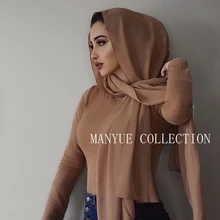 Мусульманский шарф, женский простой шифоновый хиджаб с пузырьками, головной платок, мягкий длинный мусульманский головной шарф, жоржет, шарфы хиджабы