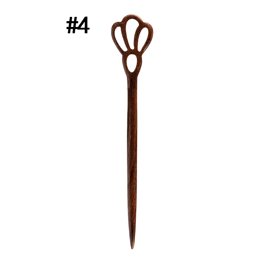 Модная ручная палочка для волос деревянная резная шпилька аксессуары для волос женские стильные Инструменты для укладки волос в стиле ретро - Цвет: 4