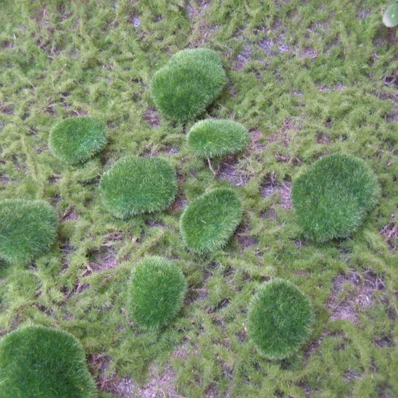 New 10Pcs Moss Balls Decorative Stone Artificial Simulation Garden Plant Vase Filler Plastic Round Green Moss Balls