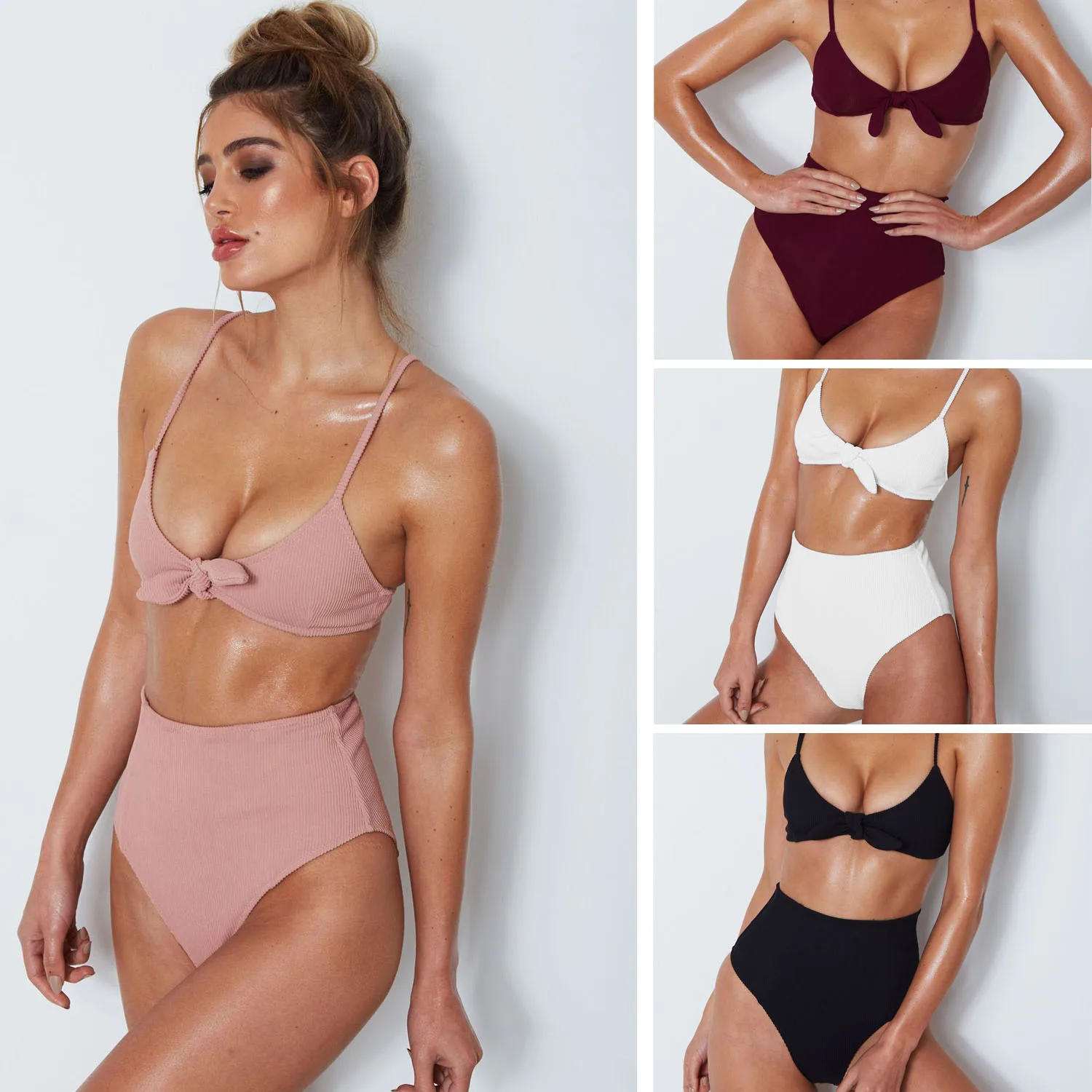 

FITWEAR High Waist Bikini Set Summer New 2 Pieces Swimwear Women Swimsuit Push Up Bathing Suit 2018 Female Biquini Beachwear