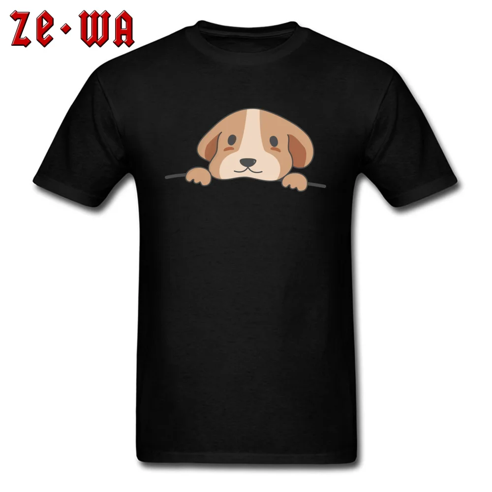 Cute Pocket Dog Pure Cotton T Shirt for Men Short Sleeve Casual Tees Wholesale Summer O Neck Tops T Shirt Summer Cute Pocket Dog  black