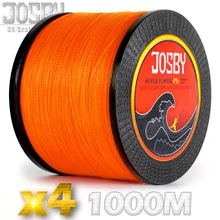JOSBY плетеная леска 1000 м мультифиламентная PE 4 нити рыболовный шнур 10LB-85LB сильная Японская Технология оранжевый 9 цветов