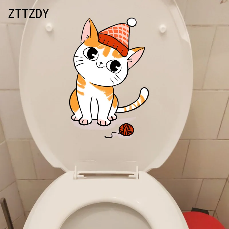 ZTTZDY 14*21,5 см забавная наклейка для ванной наклейка жизни Спальня дома Декор стены мультфильм животных кошка T3-0251