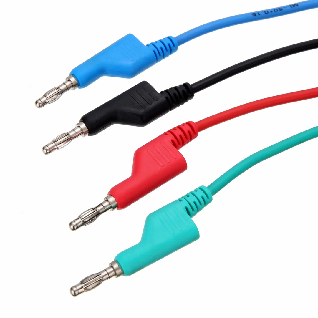 Mayitr 4pcs/set 1M 4mm Silicone Banana Plug Multimeter Test Cable Wires Lead Kits Laboratory Electric 4 Colors