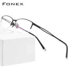 Оправа для очков из чистого титана, Мужские квадратные очки, женские полуоправы, полуоптические оправы для очков Gafas 8504