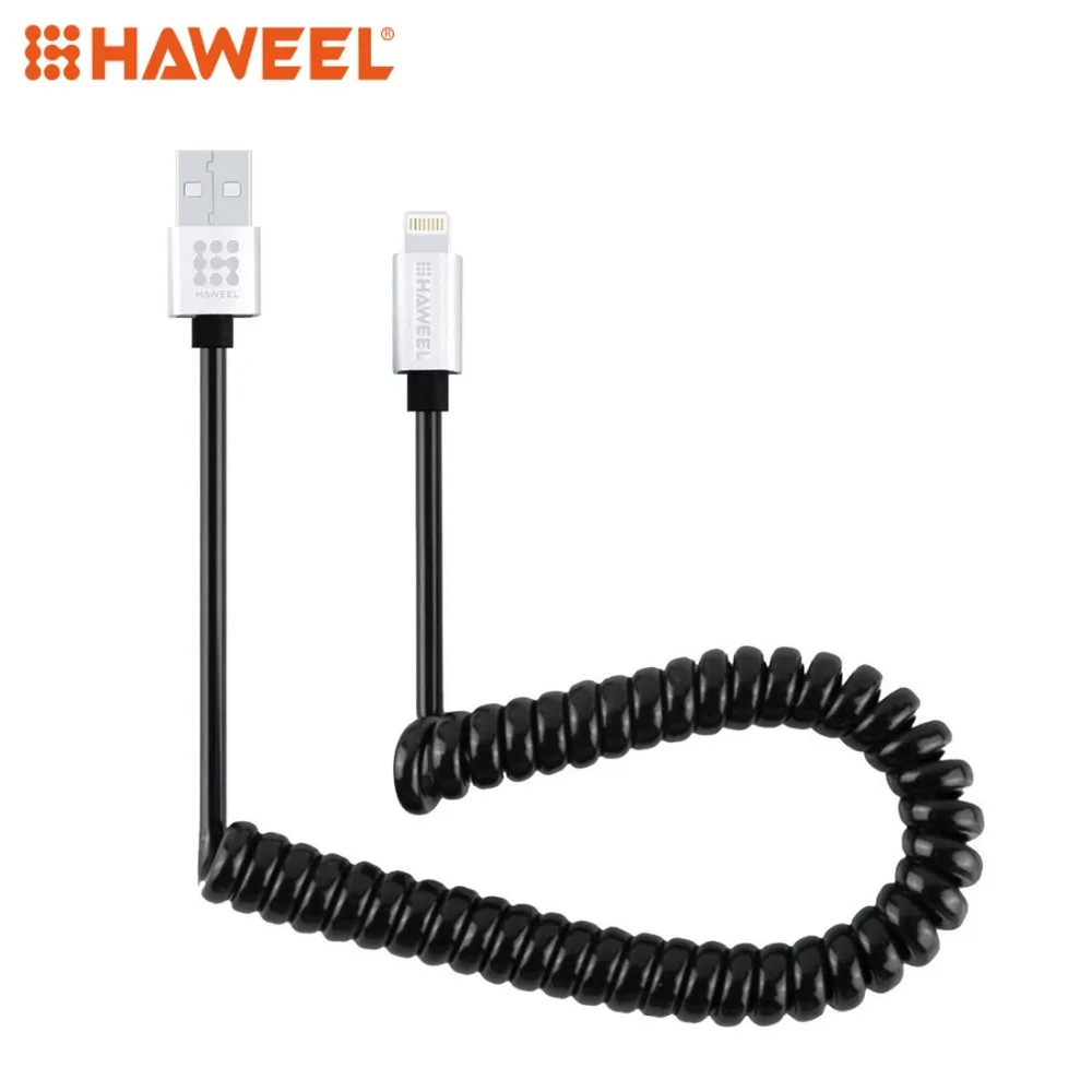 

HAWEEL 2A 8 Pin to USB 2.0 Retractable Coiled Data Sync Charging Cable For iPhone & iPad