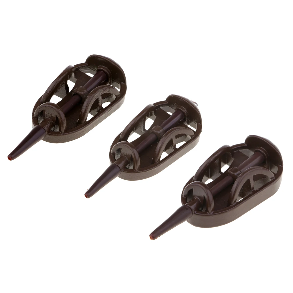 1 Piece Metal Alloy Carp Fishing Tackle Inline Flat Method Feeder with Fishing Bead Set Cutout Lead Sinker Design Feeder Methods