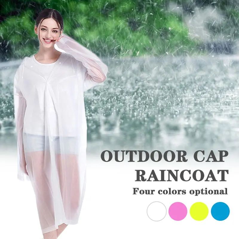 Raincoat Rain Gear Polychromatic Coat Hood Hooded Poncho Waterproof Disposable PVC Hiking Cover Unisex Accessories | Дом и сад