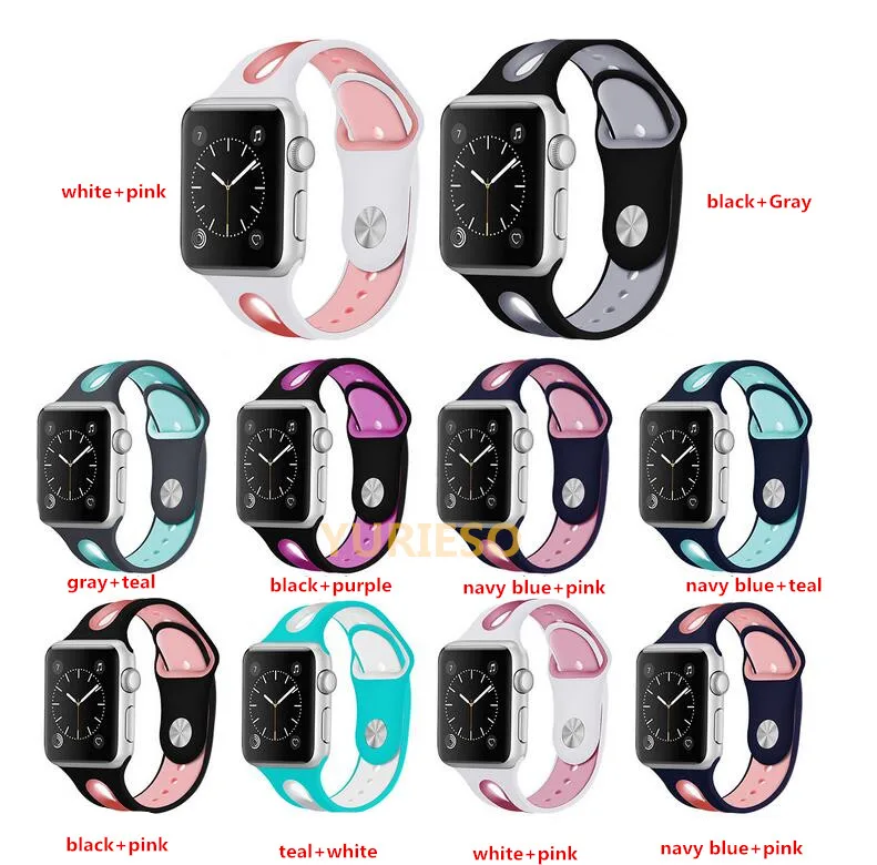 30 шт. силиконовый спортивный ремешок для Apple watch correa 42 мм 38 Iwatch группы серии 3 2 1