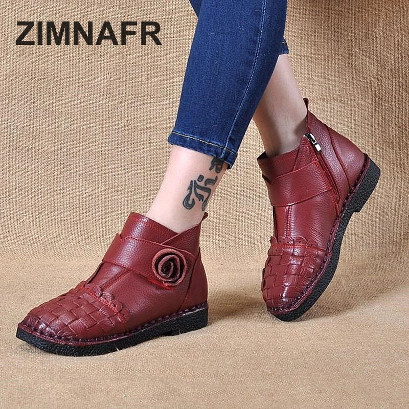 

2017 ZIMNAFR BRAND WOMEN HANDMADE BOOTS SHOES RETRO NATIONAL STYLE COMFORTABLE  FEMAL SHOES BOOTS PLUS SIZE 35-41