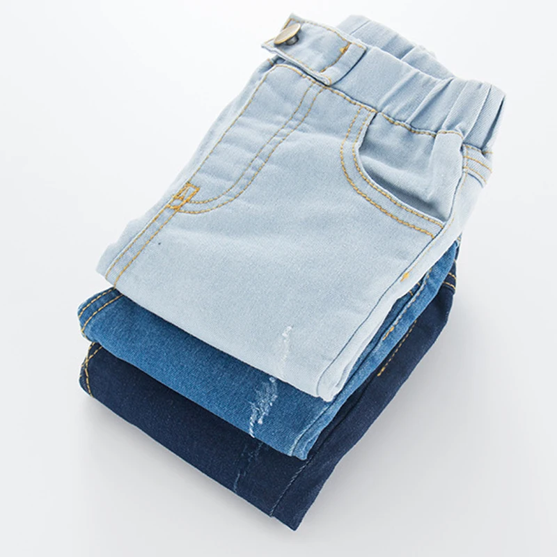 

2018 Autumn Jeans Girls Boys Cotton Skinny Pants Children Toddler Black Blue Washed Trousers for 1-6 Years Fashion Kids Clothes