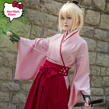 

[STOCK]2019 Anime Fate Grand Order Okita Souji Cosplay New Style Lamp Hakama kimono Adult Female Cosplay Costumes Daily Wear