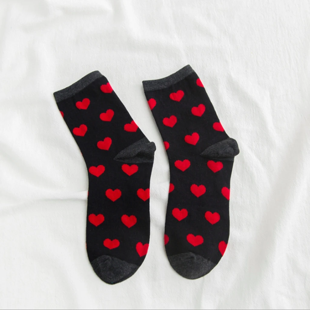 IMARSO, длинные носки для женщин с принтом сердца, Ранняя осень, Новое поступление, длинные носки для женщин, хорошее качество, Украина - Цвет: Black