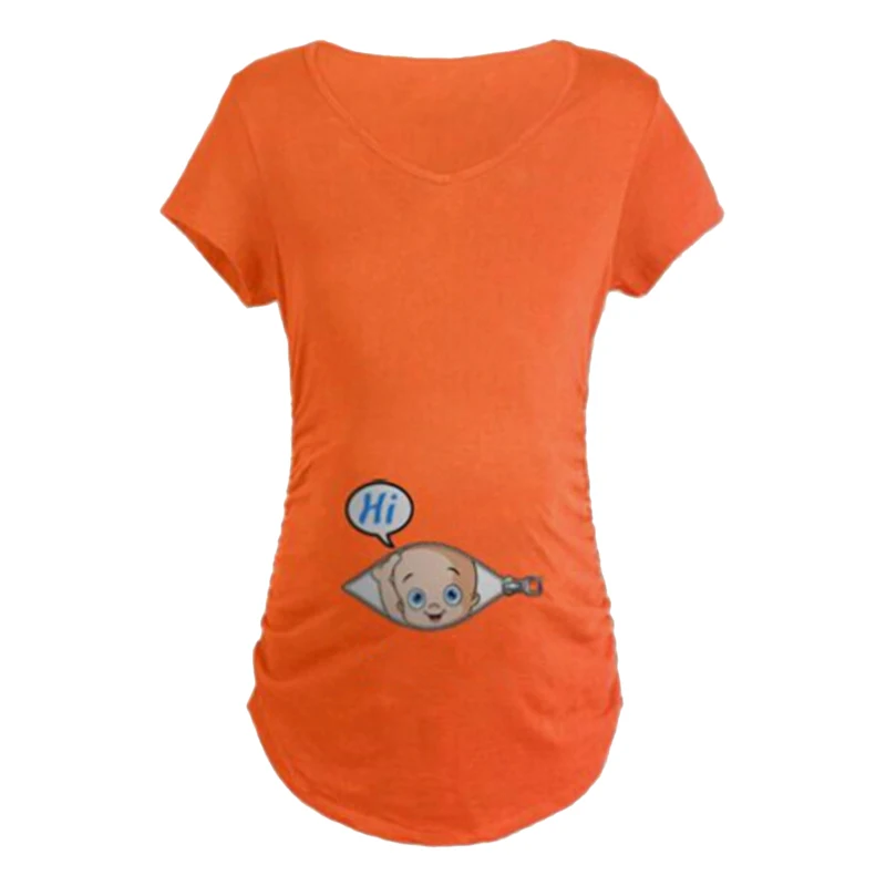 Loozykit الصيف الأمومة الحمل T قميص المرأة الكرتون المحملة الطفل طباعة يحدق الحوامل الملابس تي شيرتات عجيبة زائد حجم S-2XL