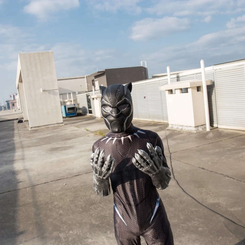 2018 Movie Black Panther Costume Jumpsuit Black Panther Cosplay Superhero Black Panther Zentai Suit New (7)