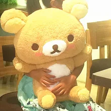 55 gigant miś rilakkuma pluszowe zabawki rozmiar życia Relax niedźwiedź poduszki w kształcie lalki miękkie wypchane zwierzęta Valentine & #39s dzień dziewczyny Gif