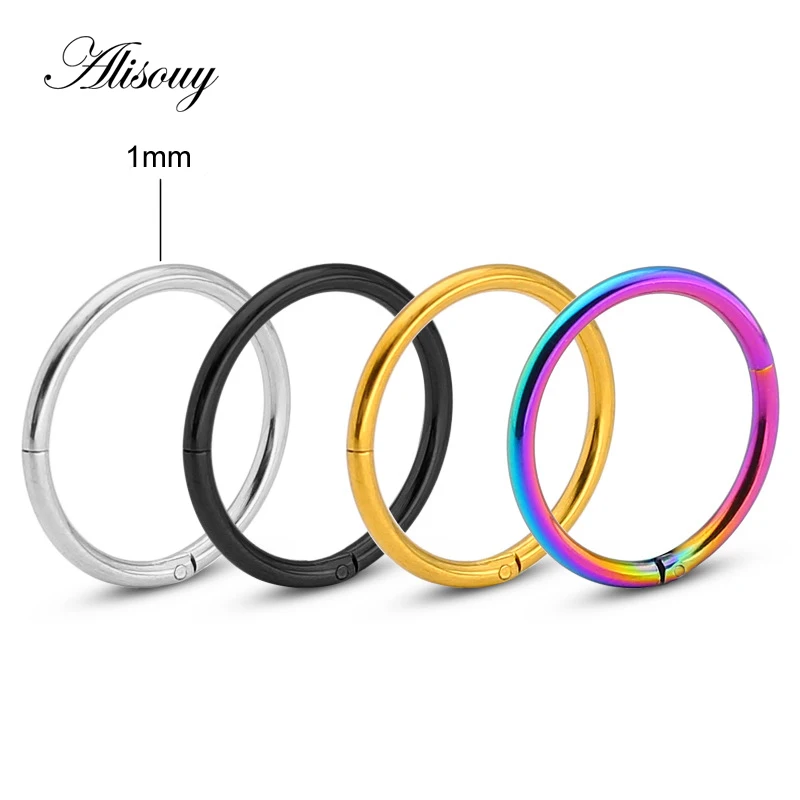 BodyJewelryOnline Steel Purple Hinged Clicker Ring - Septum, Lip, Nose, Cartilage Piercing Jewelry 20G-10G