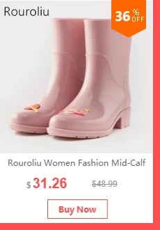 Rouroliu/женские нескользящие резиновые сапоги из ПВХ, непромокаемая обувь, женские резиновые сапоги до середины икры, резиновые сапоги без шнуровки, RB72