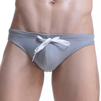 

Men Breathable Lingerie Sexy Low Waist Underwear Brief Beach Surf Swim Elastic Drawstring Brief