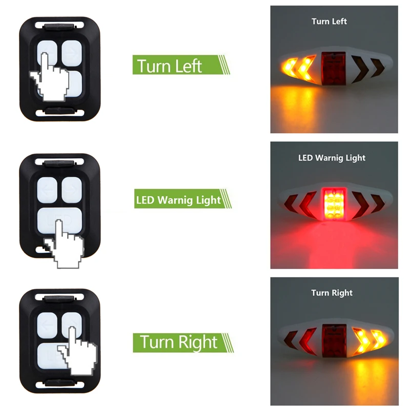 Discount 4 Style Remote Control MTB Bicycle Cycling Tail Light Safety Warning Bicycle Direction Lamp Bicycle Bike Rear Light 5