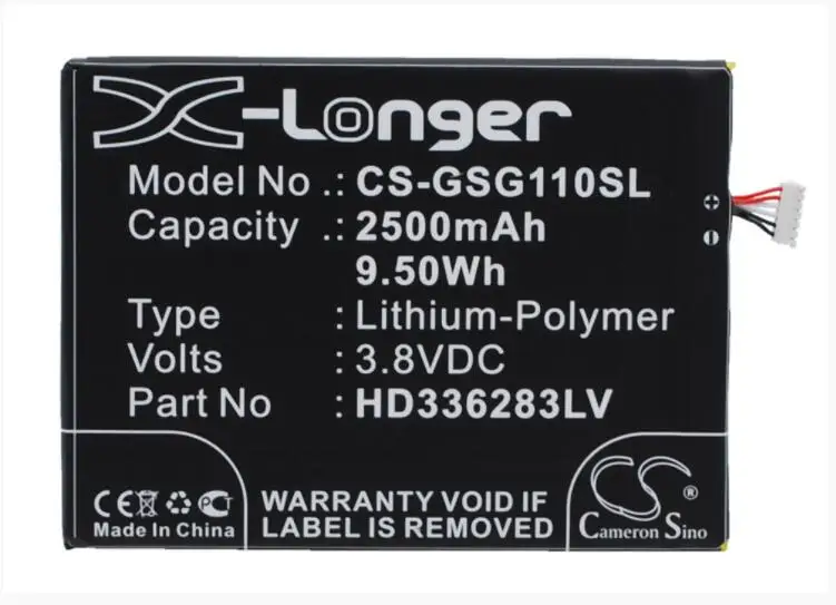 

Cameron Sino 2500mAh battery for GREEN ORANGE N1 N1-T N1-Y for GSMART Guru G1 HD336283PLV Mobile, SmartPhone Battery