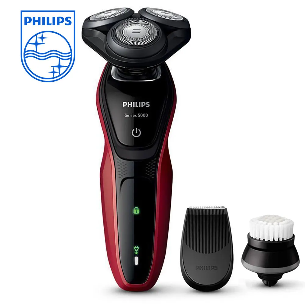 Philips перезаряжаемая электробритва S5095 1 час быстрая зарядка плавающие головки с светодиодный индикатором уход за лицом Мужская машина - Цвет: Красный