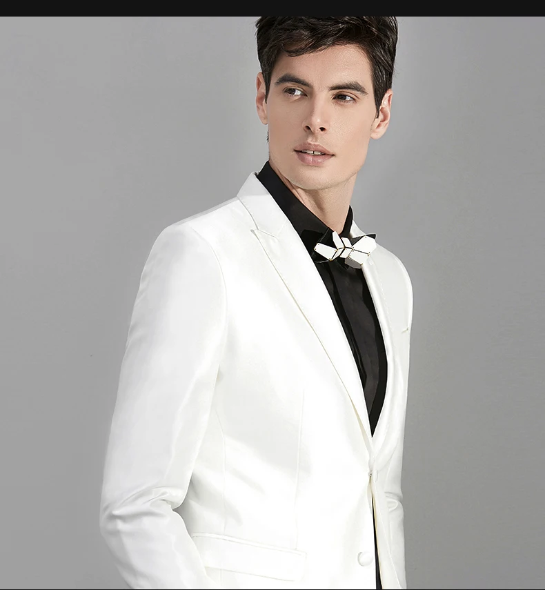 Classic White Weeding Suits Fashion Groom Tuxedos Evening Business Prom Party Suits Slim Peak Lapel Single Breasted 2 Pieces