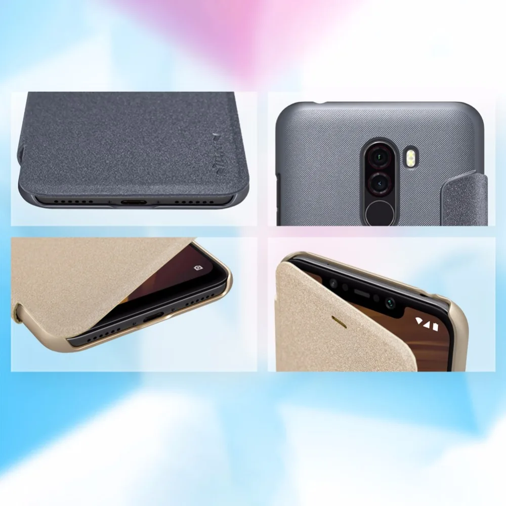 NILLKIN Sparkle Искусственная кожа чехол для Pocophone F1 на застежке умный с розницу