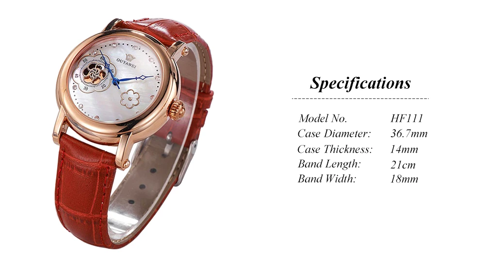 OUYAWEI розовое золото Armbanduhr Damen Модные женские наручные часы механические Автоматические кожаный ремешок женские наручные часы Montre Femme
