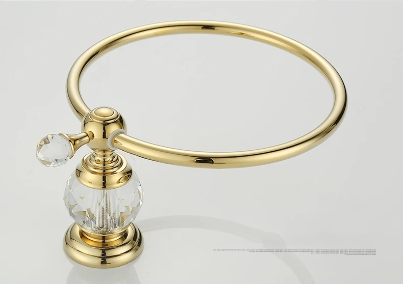 Кольца для полотенец Роскошный Кристалл Латунное Золотое полотенце кольцо полотенце держатель для ванной вешалка для полотенец