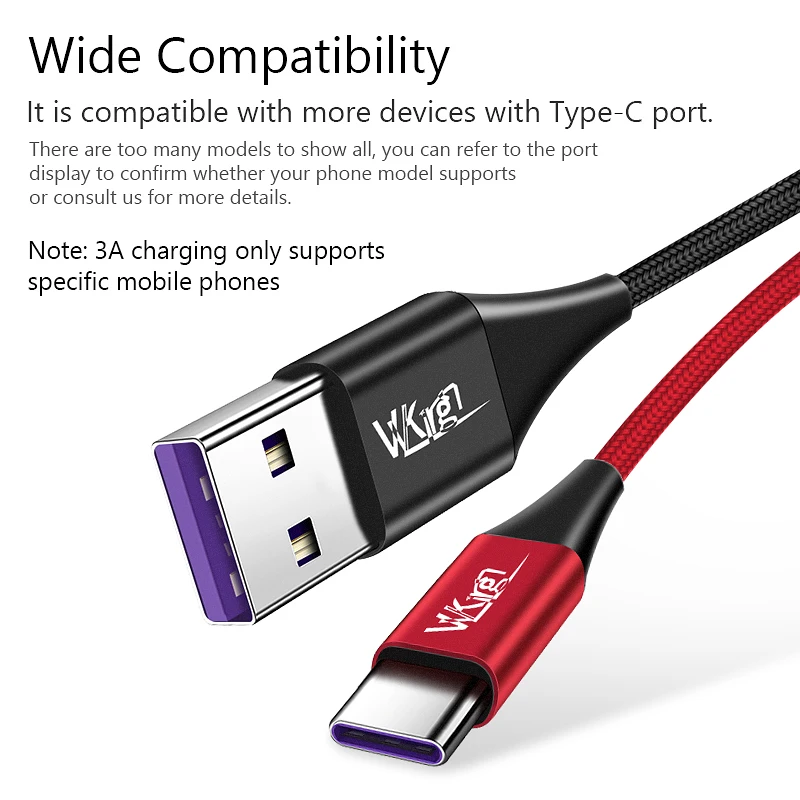 VVKing USB быстрая зарядка type C кабель QC3.0 3A зарядка 1,5 м 2 м для samsung Xiaomi huawei LG Быстрая зарядка 3,0 телефонный кабель Шнур