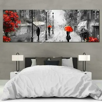 

ArtBack 5d diy diamond painting street scenery red tree full square / round drill 3d mosaic rhinestone embroidery crafts