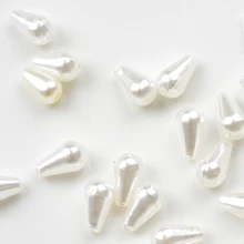 FLTMRH 10*6 מ"מ 340pcs ABS שנהב חיקוי פרל ישר חור דמעת DIY חרוזים סיטונאי ארוך פלסטיק שרף טיפת מים חרוז(China)