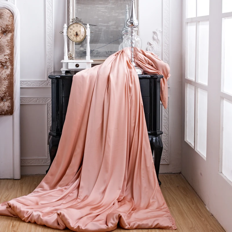 Quilt Cover Queen 100% Silk Duvet with Hidden Zipper Ultra Soft and Easy Care Simple Style (Queen Pink) | Дом и сад