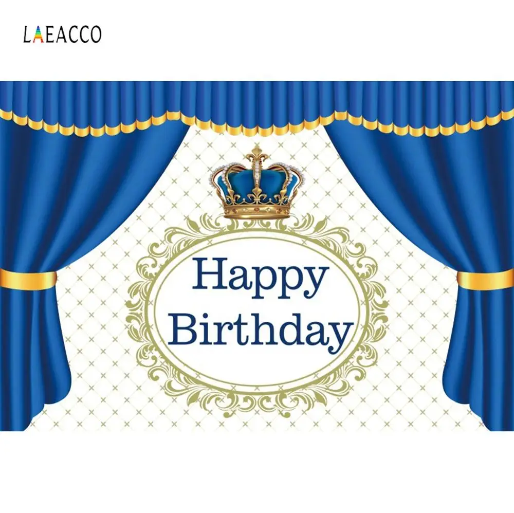 

Photographic Background Blue Curtain Happy Baby Birthday Party Stage Poster Portrait Photography Backdrop Photocall Photo Studio