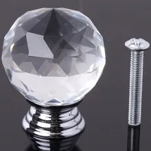 30 мм круглый прозрачный кристалл блеск алмазов Стекло круглые ручки для шкафа; на ящики тянуть ручки