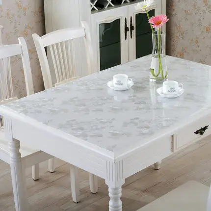 PVC Waterproof Anti-Hot Tablecloth Soft Glass Transparent Table Cover Plastic Table Mats Dining Table Kitchen Home Decor ZM193