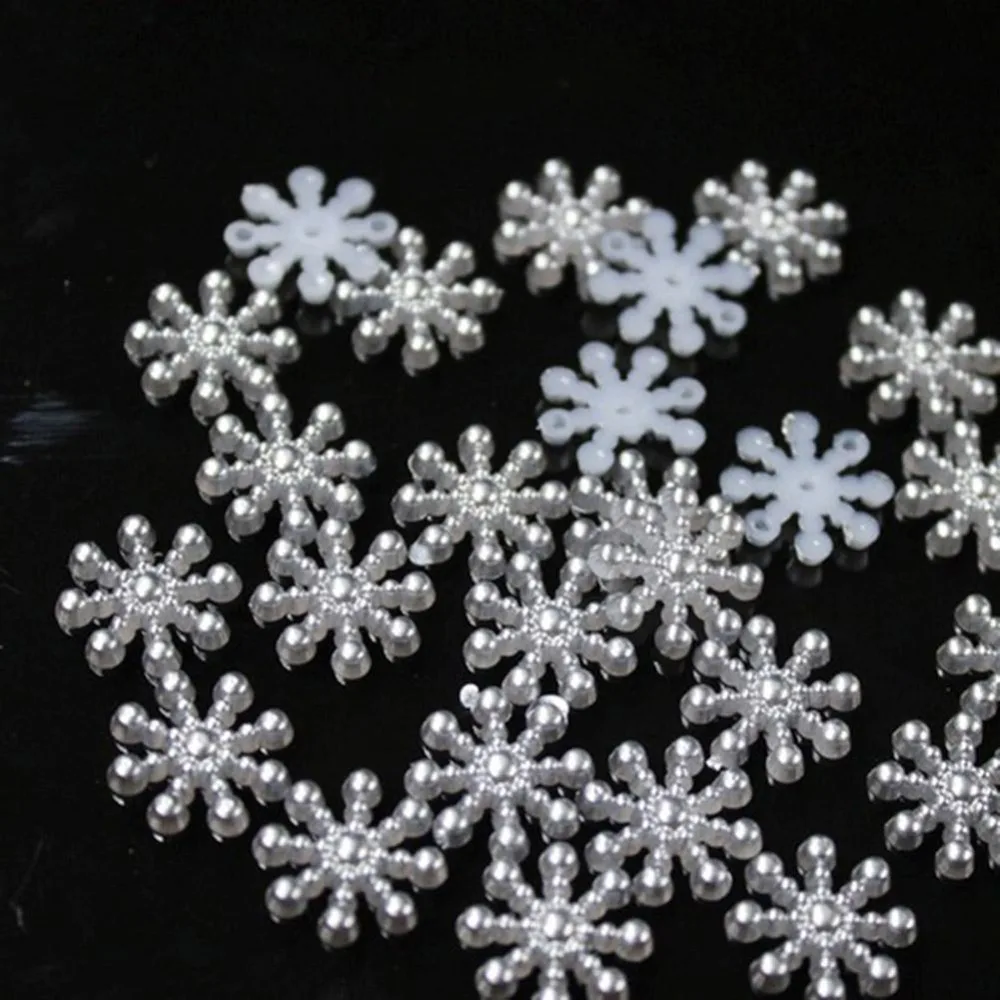 50PCS 12mm White Pearl Resin Snowflake Flatbacks Embellishments DIY