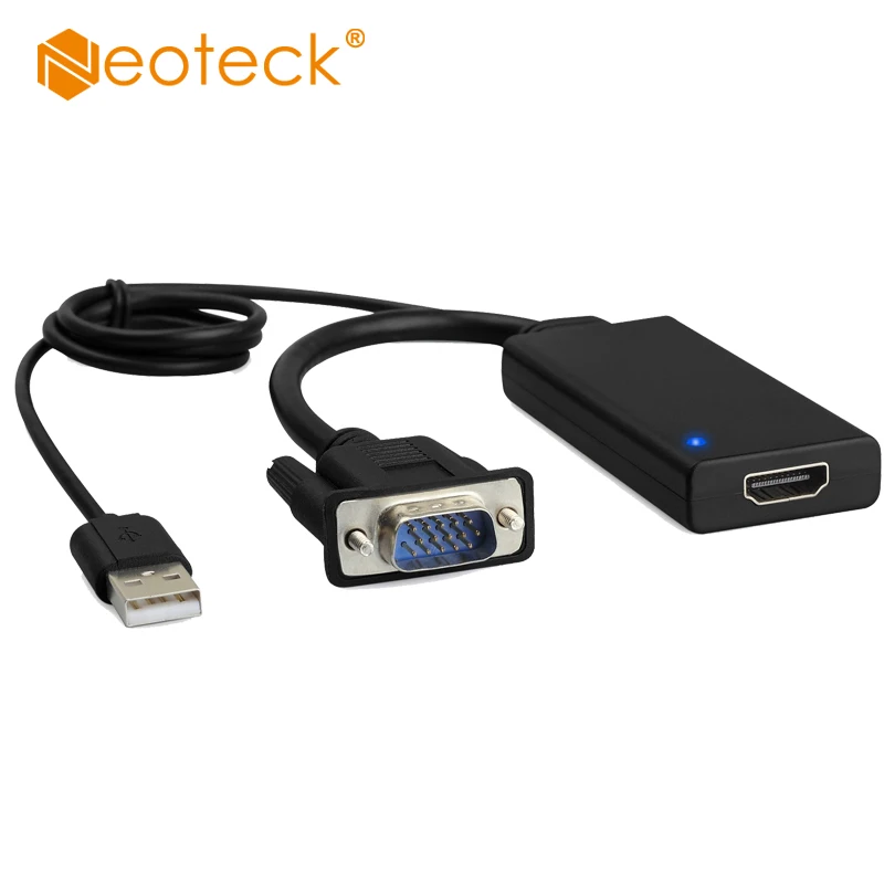 Full HD 1080P VGA+USB Audio To HDMI Cable VGA Desktop Mirror Extension