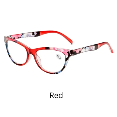 Ralferty очки для чтения «кошачий глаз» женские диоптрий медицинские дальнозоркости очки цветочный принт+ 1,0+ 1,5+ 2,0+ 2,5+ 3,0+ 3,5+ 4,0+ A6902 - Цвет оправы: Red