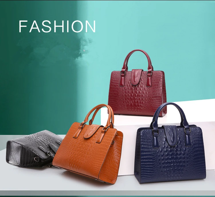 Crocodile Pattern Genuine Leather Bag Women Shoulder Bags Luxury Handbags Women Bags Designer Famous Brands High Quality Crocodile Pattern Genuine Leather Bag Women Shoulder Bags Luxury Handbags Women Bags Designer Famous Brands High Quality